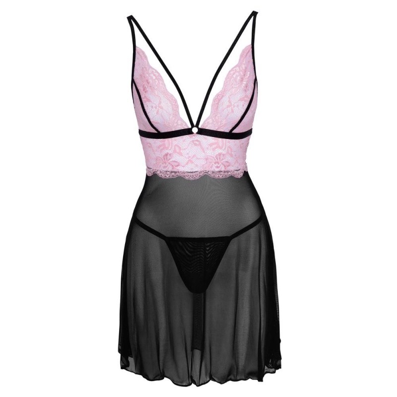 Babydoll black/pink 2XL